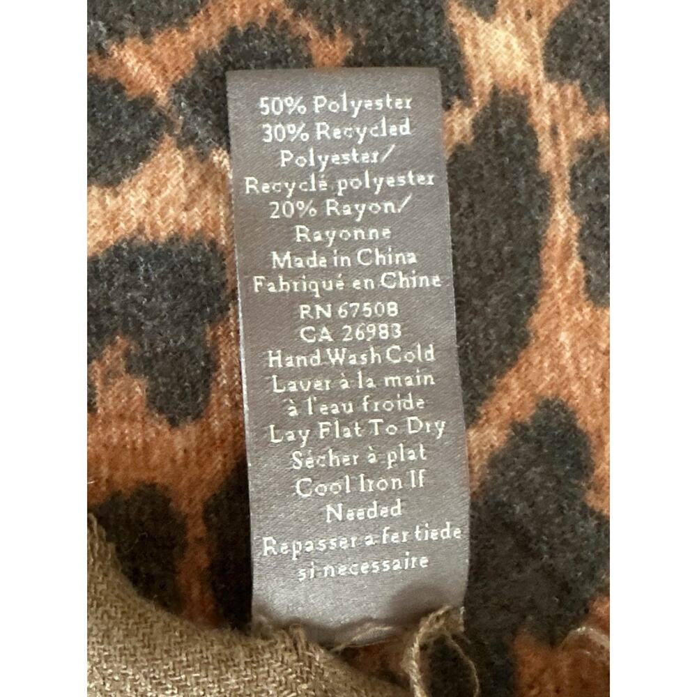 Vince Camuto Scarf Wrap Animal Print Brown Black w/Eyelash Fringe 32" x 76" Chic - Picture 4 of 8